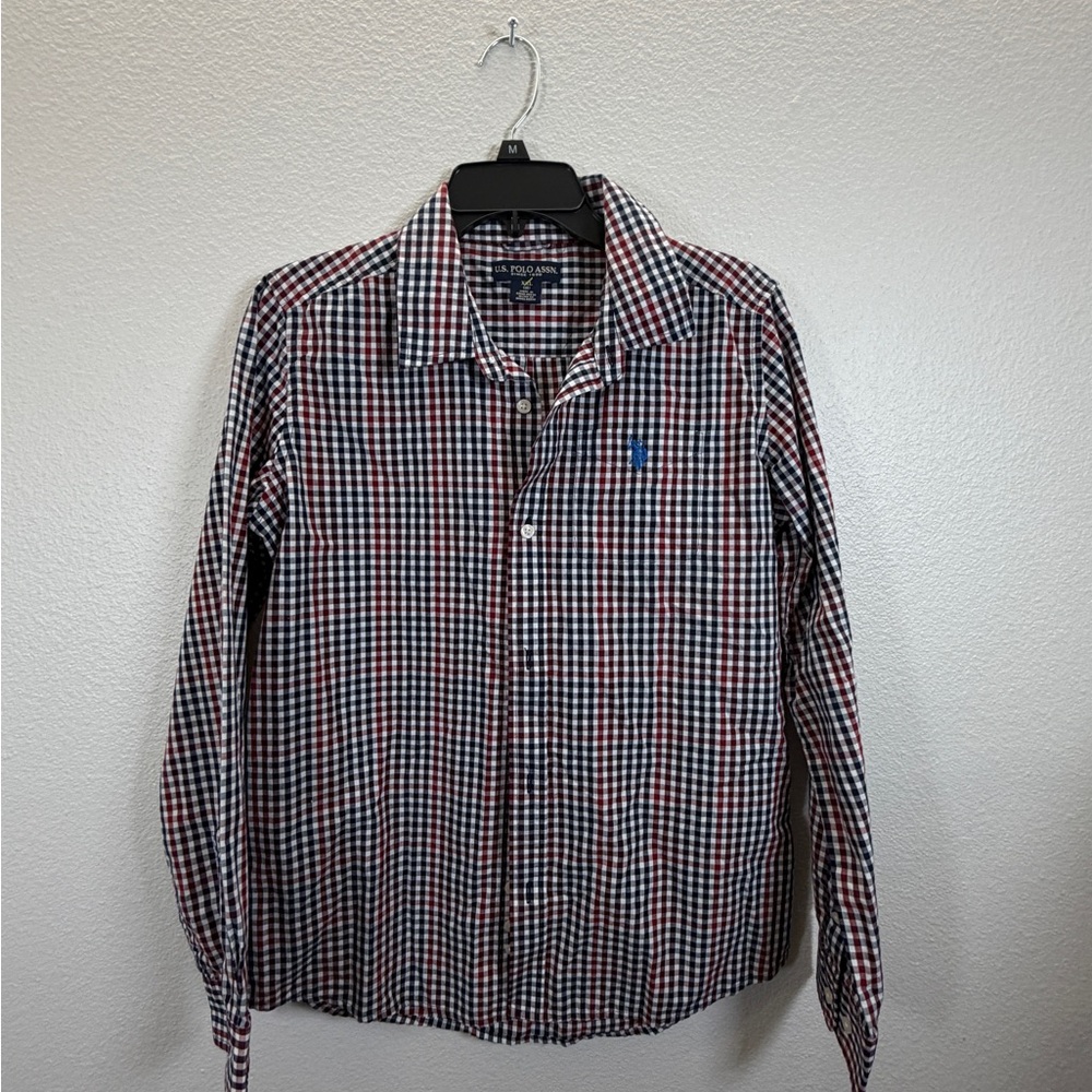 U.S. Polo Assn. Kids Checkered Shirt - Red, Blue, White